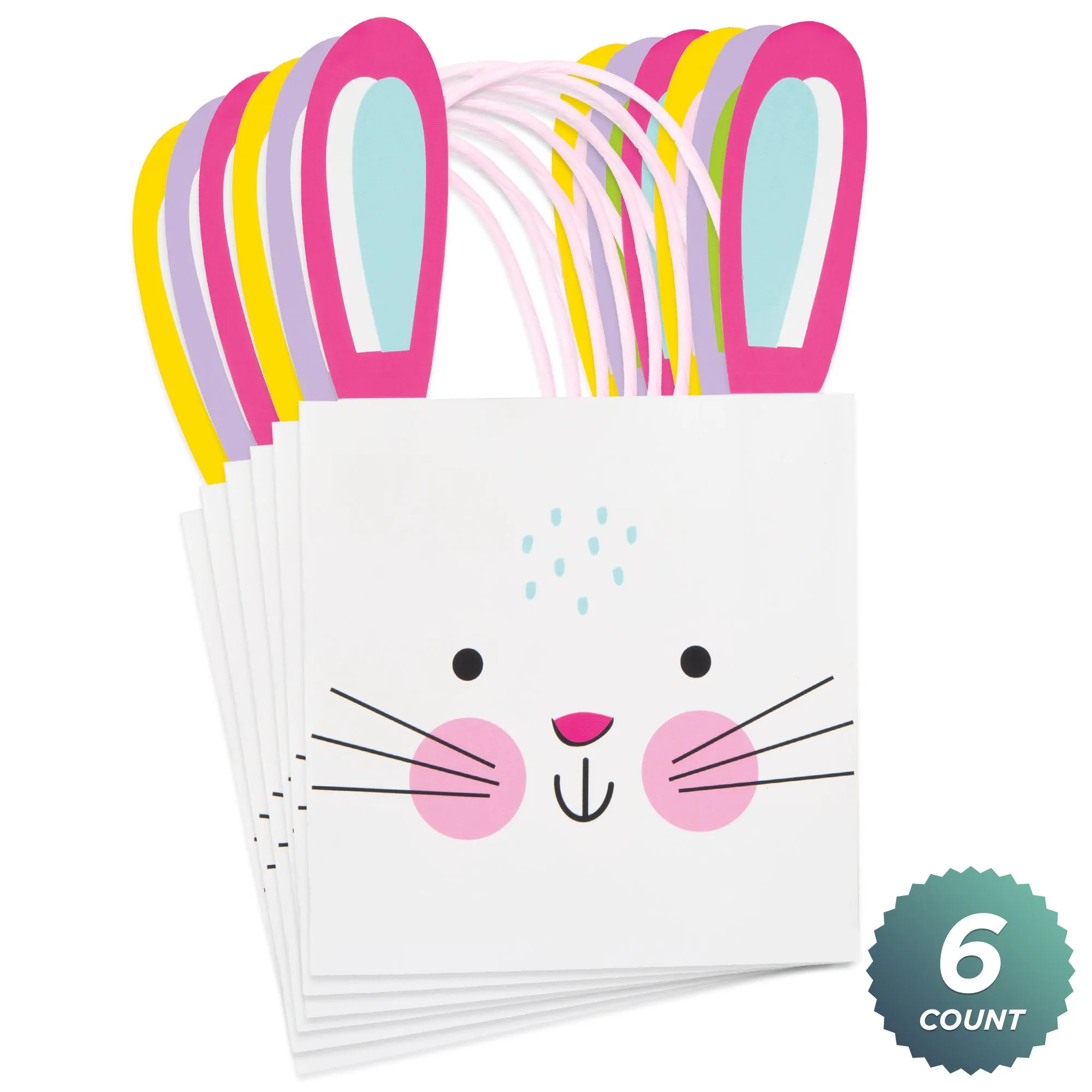 White Bunny Ear Easter Paper Treat Bags With Handles 3ct