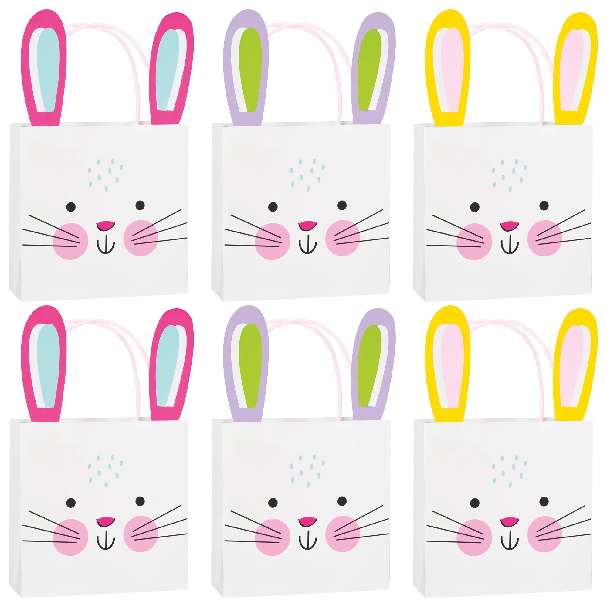 White Bunny Ear Easter Paper Treat Bags With Handles 3ct