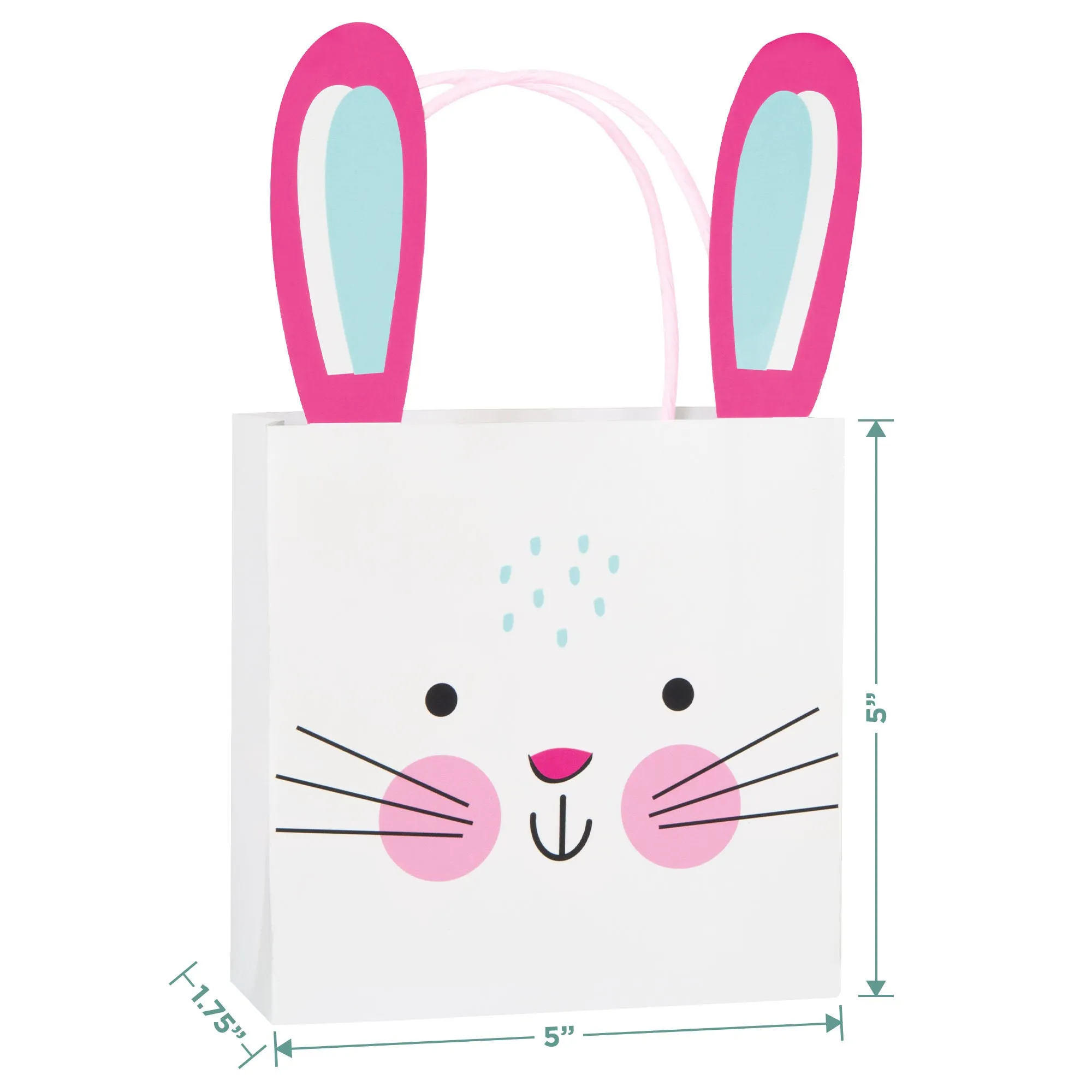 White Bunny Ear Easter Paper Treat Bags With Handles 3ct